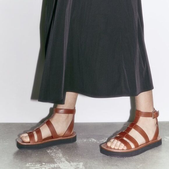 ZARA LEATHER FISHERMAN SANDALS - Picture 5 of 10